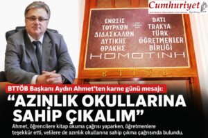 BTTÖB Başkanı Aydın Ahmet’ten karne günü mesajı: “Azınlık&hellip;