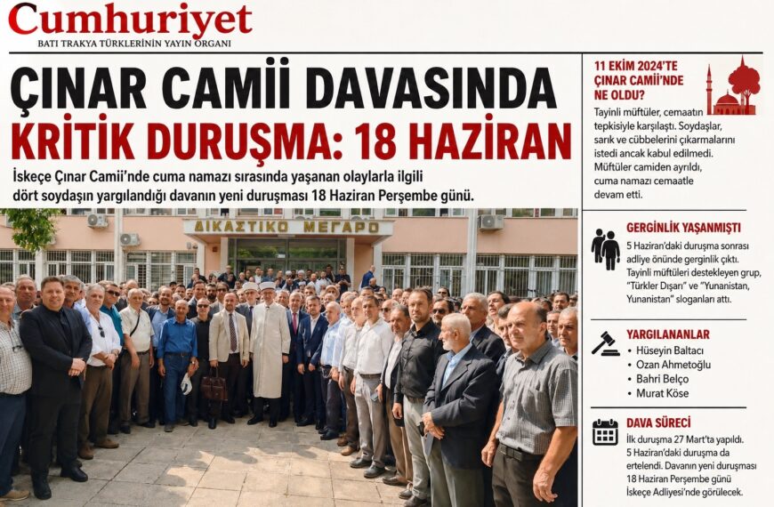 Çınar Camii Davasında Kritik Gün: Soydaşlar Yarın Yeniden Hâkim Karşısında!