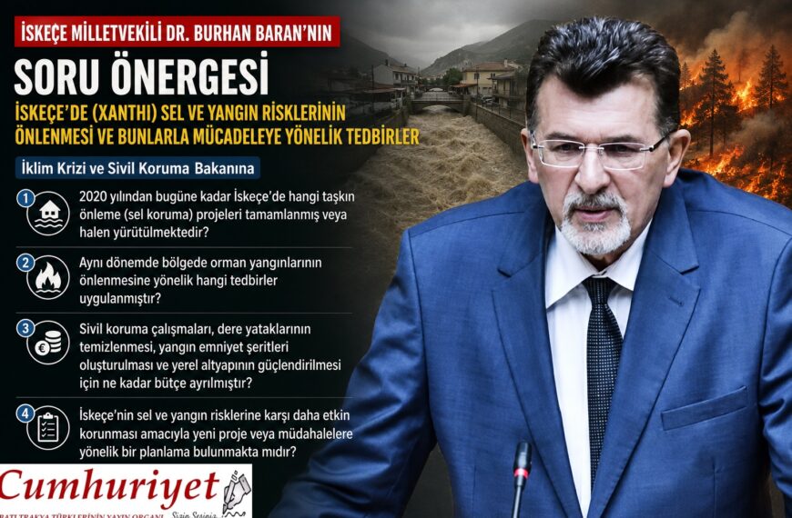 Milletvekili Baran’dan İskeçe’nin sel ve yangın risklerine ilişkin soru önergesi