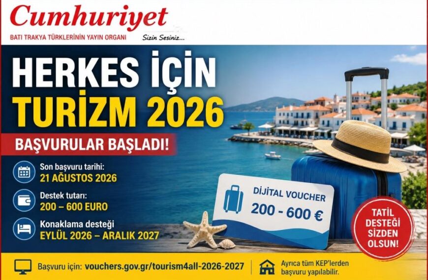 “Herkes İçin Turizm 2026” başvuruları başladı: 600 euroya kadar destek!