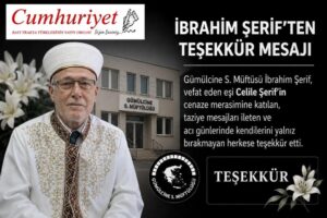 Müftü İbrahim Şerif’ten teşekkür mesajı…