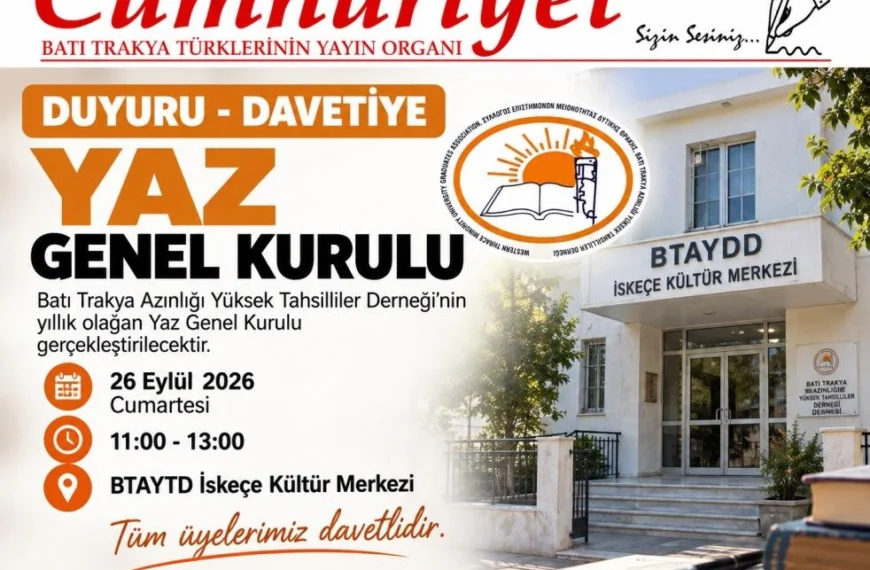 BTAYTD Yaz Genel Kurulu 26 Eylül’de
