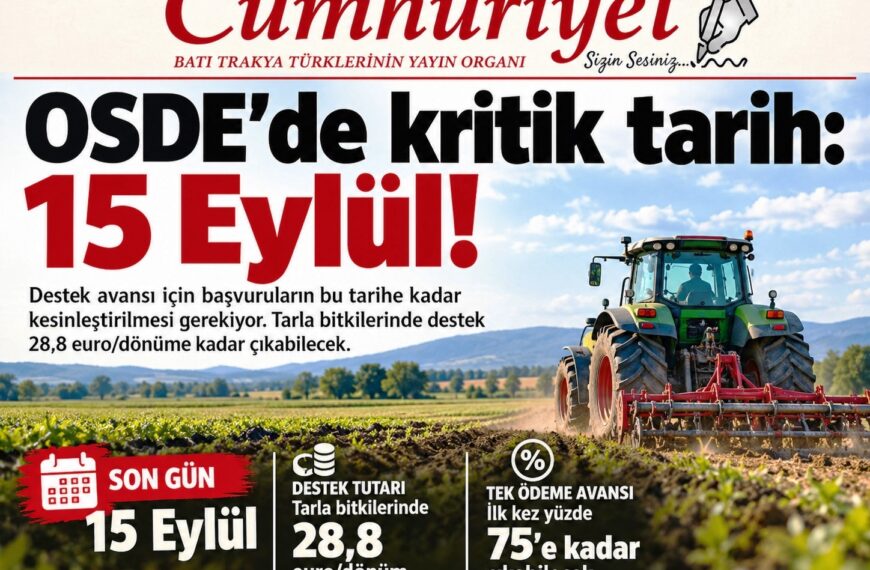 Çiftçiye destek için son gün 15 Eylül!