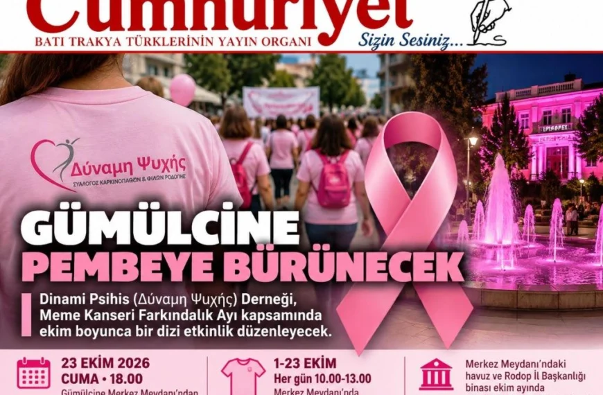 Gümülcine meme kanserine karşı pembeye bürünecek
