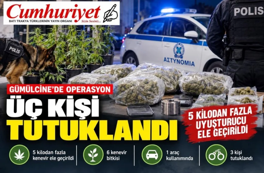 Gümülcine polisinden uyuşturucu operasyonu: 3 kişi gözaltına alındı…