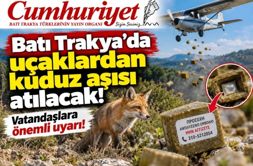 Batı Trakya’da uçaklardan kuduz aşısı atılacak! Vatandaşlara önemli uyarı